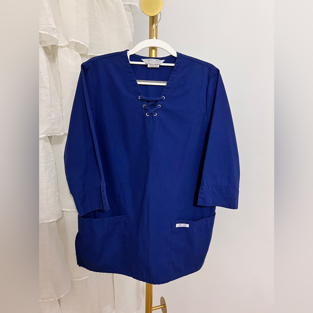 Cherokee® Navy Blue Scrub Top XS